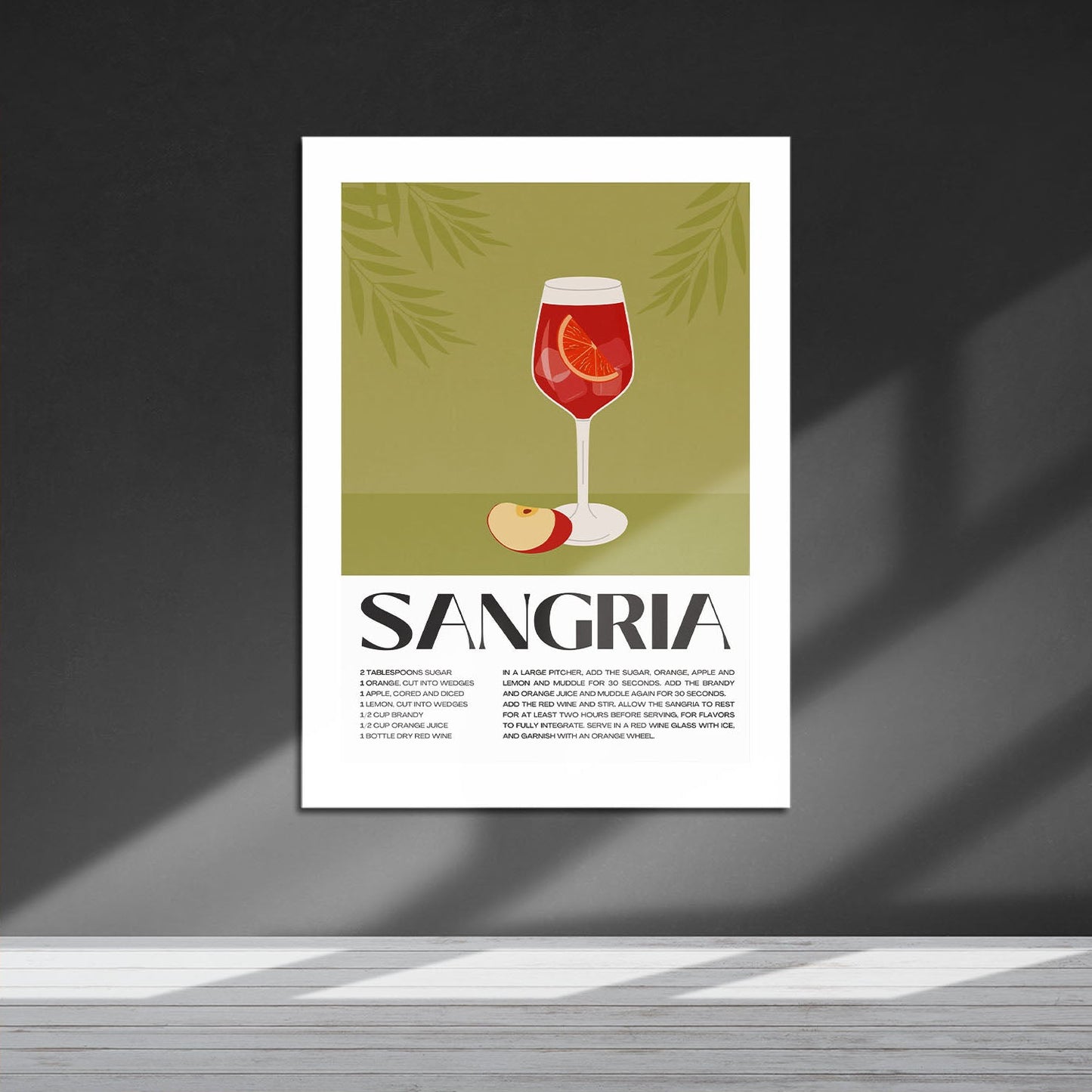 Wes Co Gallery Metal Poster Refreshing Sangria Recipe Poster 16" x 24" Home Goods - Coffee White border only Metal Art Print