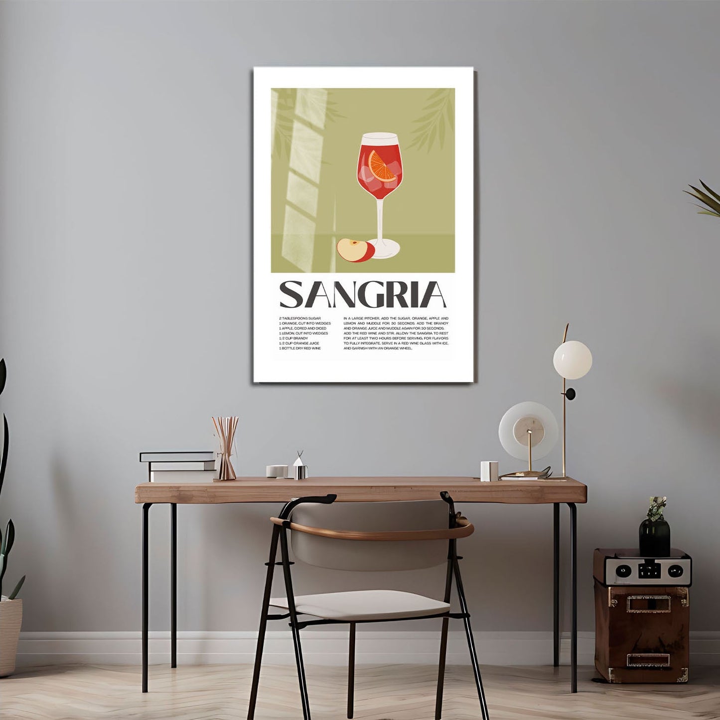 Wes Co Gallery Metal Poster Refreshing Sangria Recipe Poster 24" x 36" Home Goods - Coffee White border only Metal Art Print