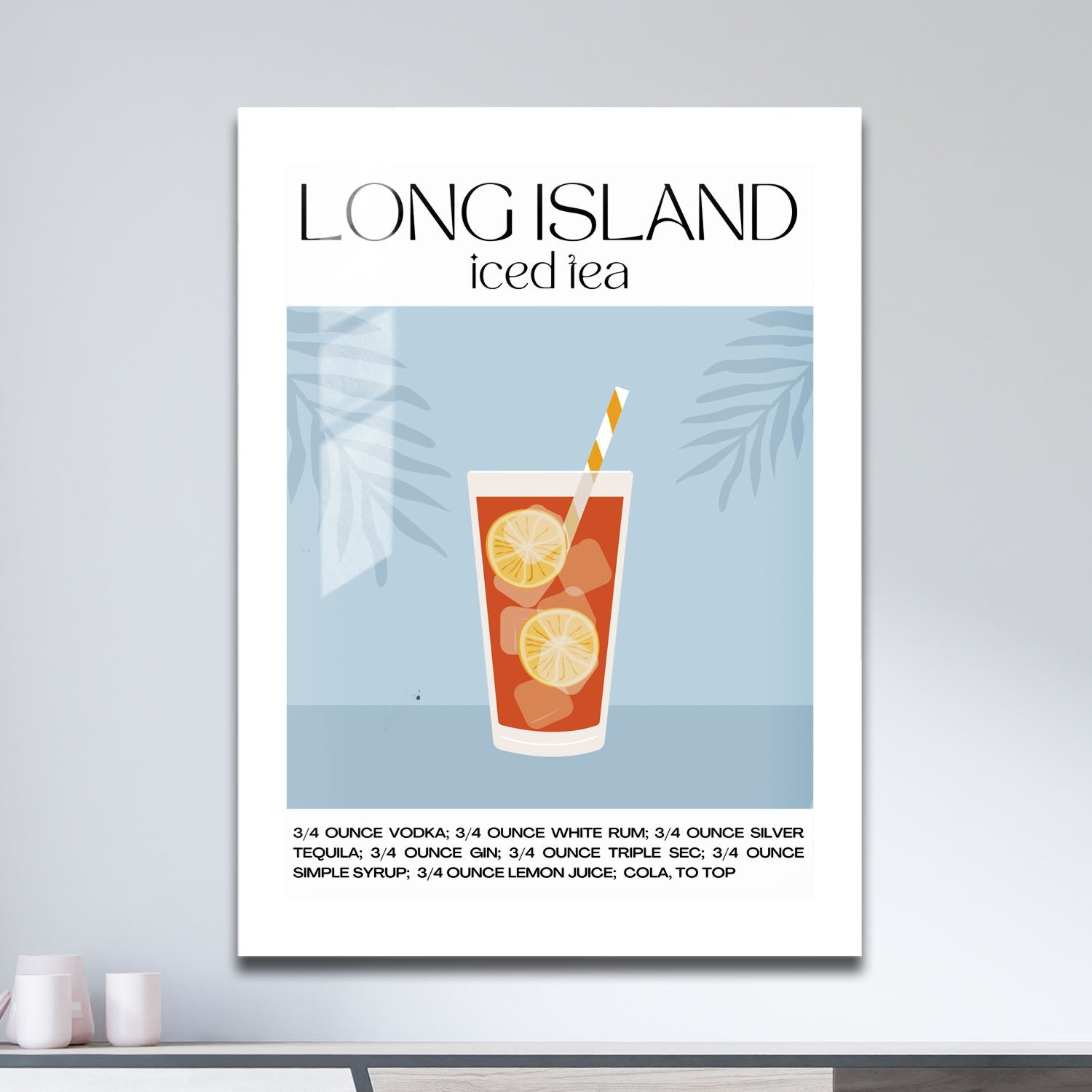 Wes Co Gallery Metal Poster Long Island Iced Tea Recipe Poster 11" x 17" Home Goods - Coffee White border only Metal Art Print