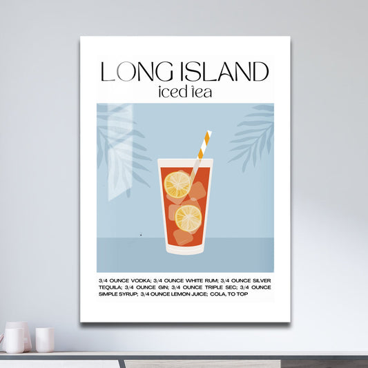 Wes Co Gallery Metal Poster Long Island Iced Tea Recipe Poster 11" x 17" Home Goods - Coffee White border only Metal Art Print