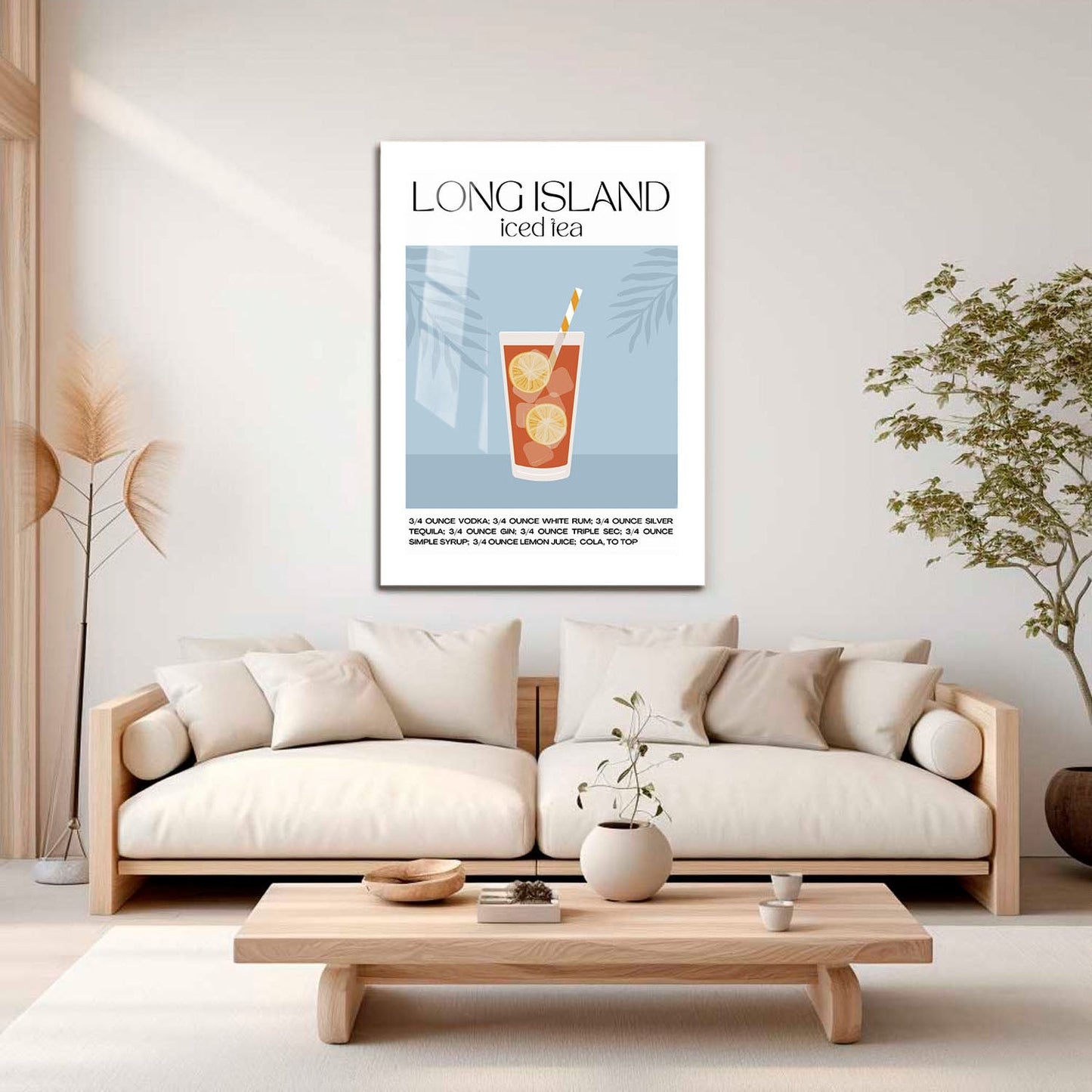 Wes Co Gallery Metal Poster Long Island Iced Tea Recipe Poster 16" x 24" Home Goods - Coffee White border only Metal Art Print