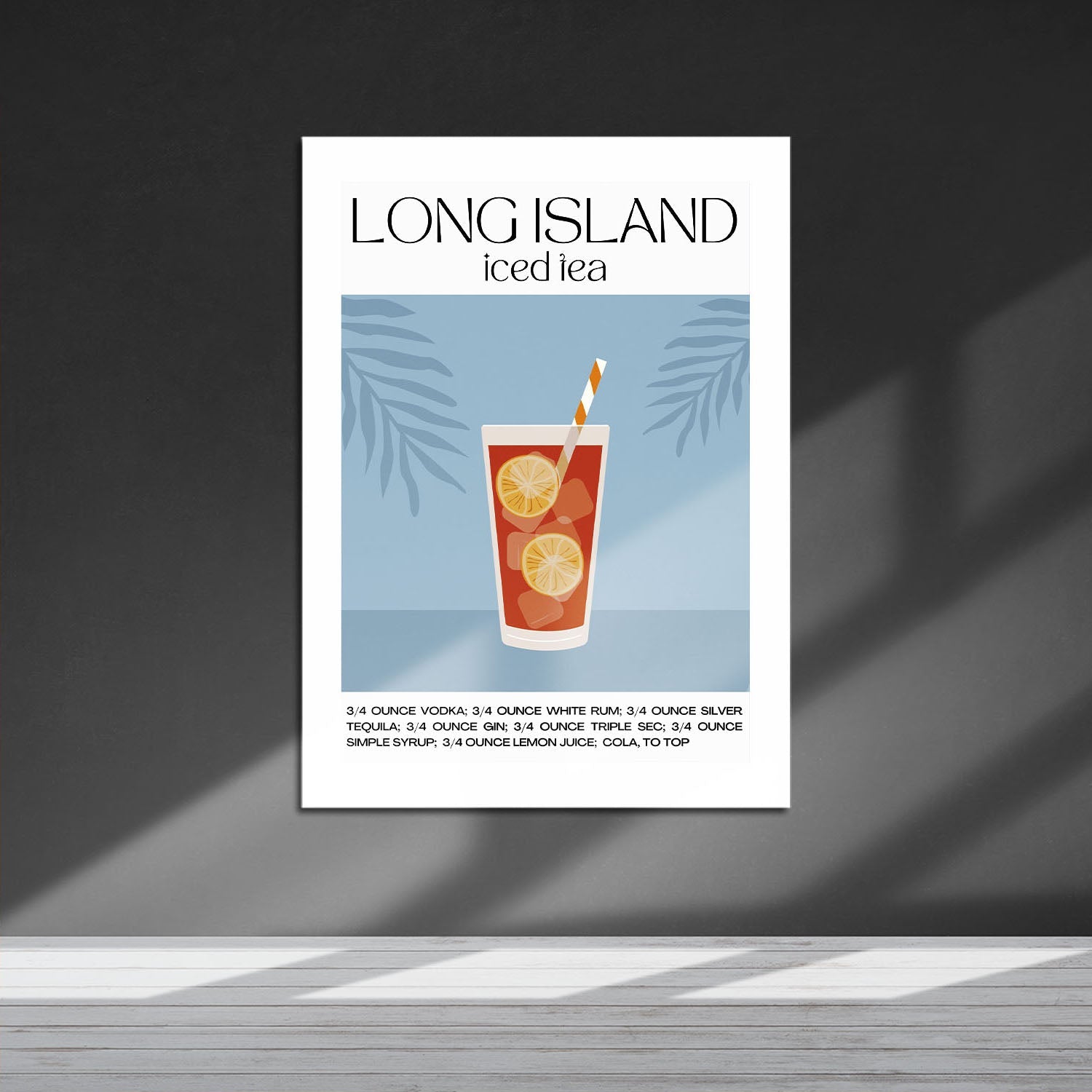 Wes Co Gallery Metal Poster Long Island Iced Tea Recipe Poster 16" x 24" Home Goods - Coffee White border only Metal Art Print