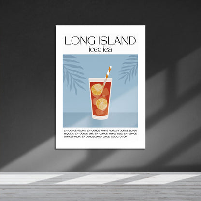 Wes Co Gallery Metal Poster Long Island Iced Tea Recipe Poster 16" x 24" Home Goods - Coffee White border only Metal Art Print