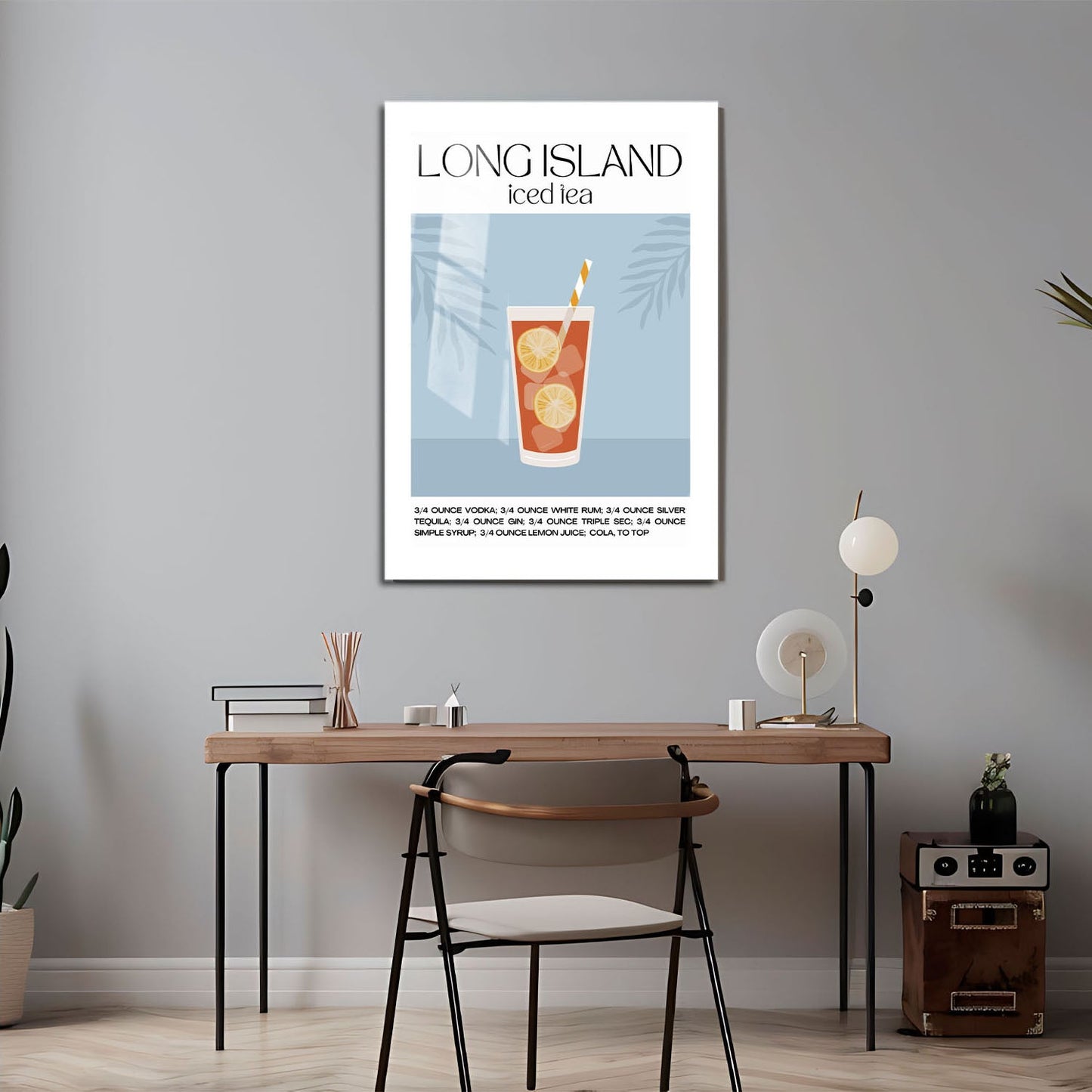 Wes Co Gallery Metal Poster Long Island Iced Tea Recipe Poster 24" x 36" Home Goods - Coffee White border only Metal Art Print