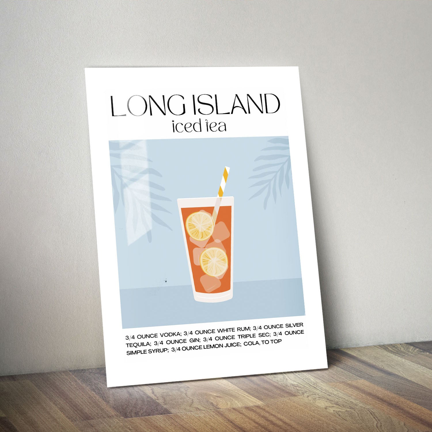 Wes Co Gallery Metal Poster Long Island Iced Tea Recipe Poster 11" x 14" Home Goods - Coffee White border only Metal Art Print