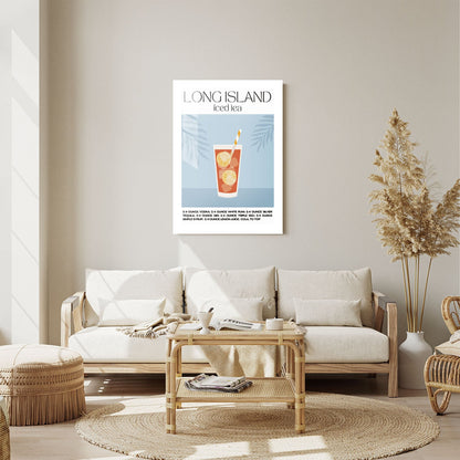 Wes Co Gallery Metal Poster Long Island Iced Tea Recipe Poster 11" x 14" Home Goods - Coffee White border only Metal Art Print