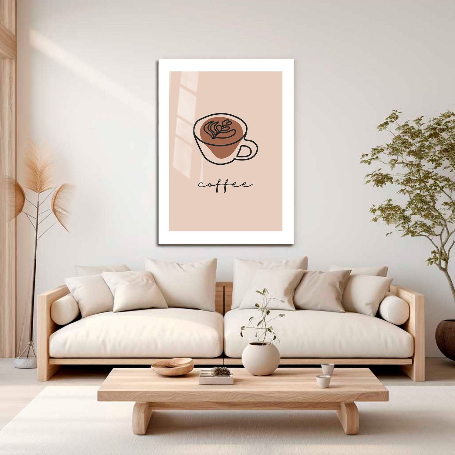 Wes Co Gallery Metal Poster Simple Coffee Line Poster 16" x 24" Home Goods - Coffee White border only Metal Art Print