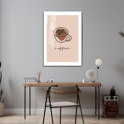 Wes Co Gallery Metal Poster Simple Coffee Line Poster 24" x 36" Home Goods - Coffee White border only Metal Art Print