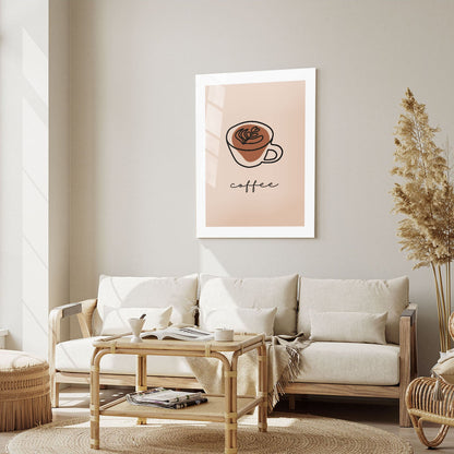 Wes Co Gallery Metal Poster Simple Coffee Line Poster 5" x 7" Home Goods - Coffee White border only Metal Art Print