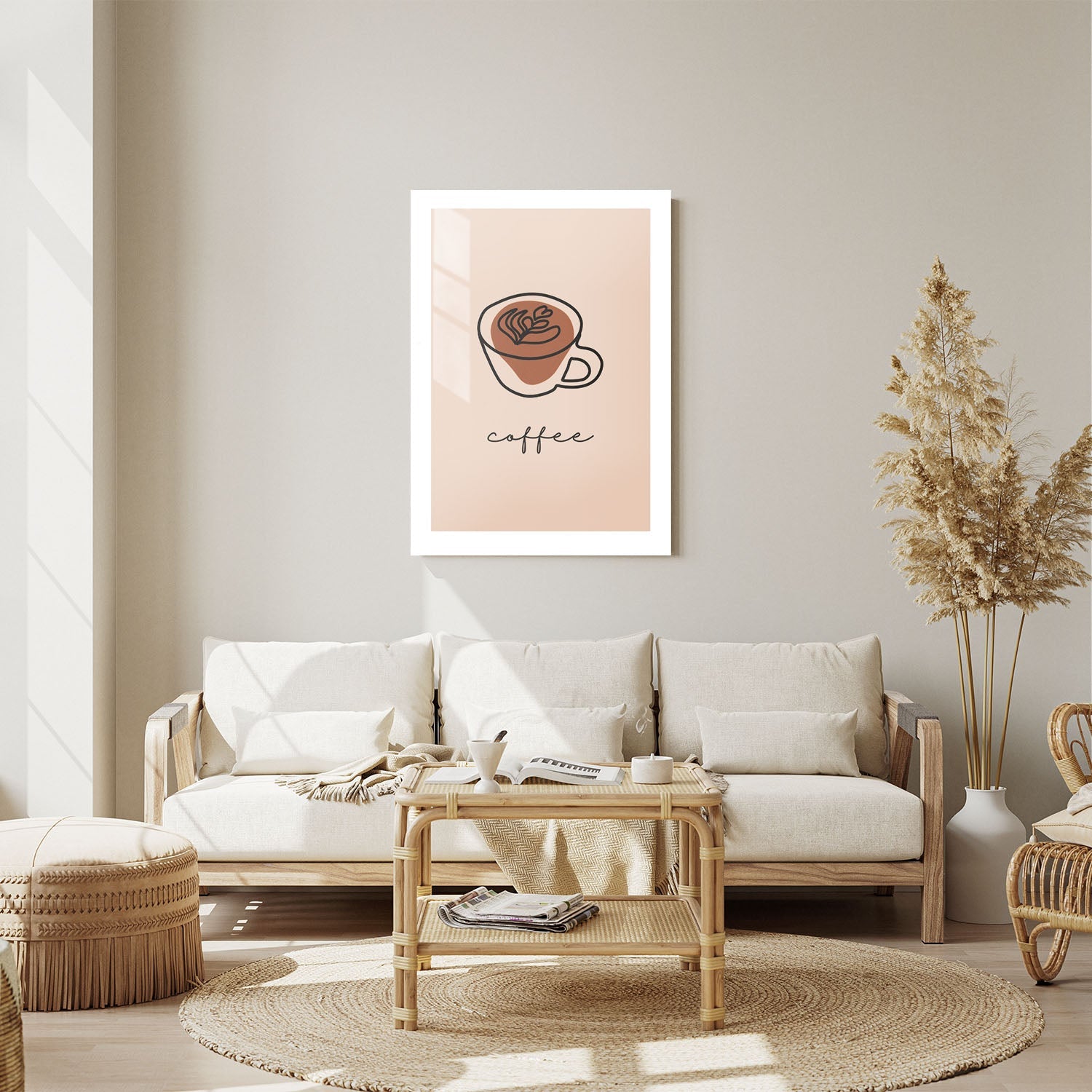 Wes Co Gallery Metal Poster Simple Coffee Line Poster 11" x 14" Home Goods - Coffee White border only Metal Art Print