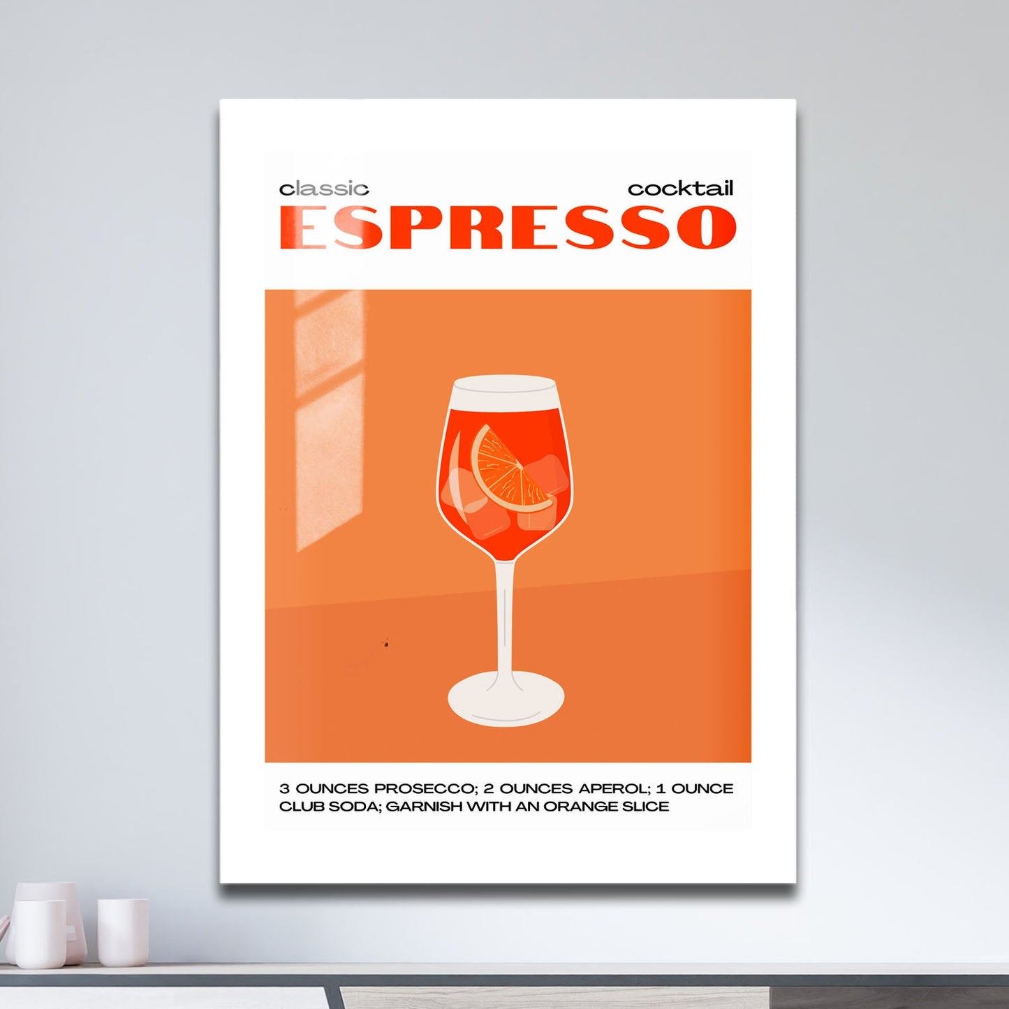 Wes Co Gallery Metal Poster Modern Espresso Cocktail Poster 11" x 17" Home Goods - Coffee White border only Metal Art Print