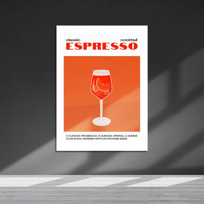 Wes Co Gallery Metal Poster Modern Espresso Cocktail Poster 16" x 24" Home Goods - Coffee White border only Metal Art Print