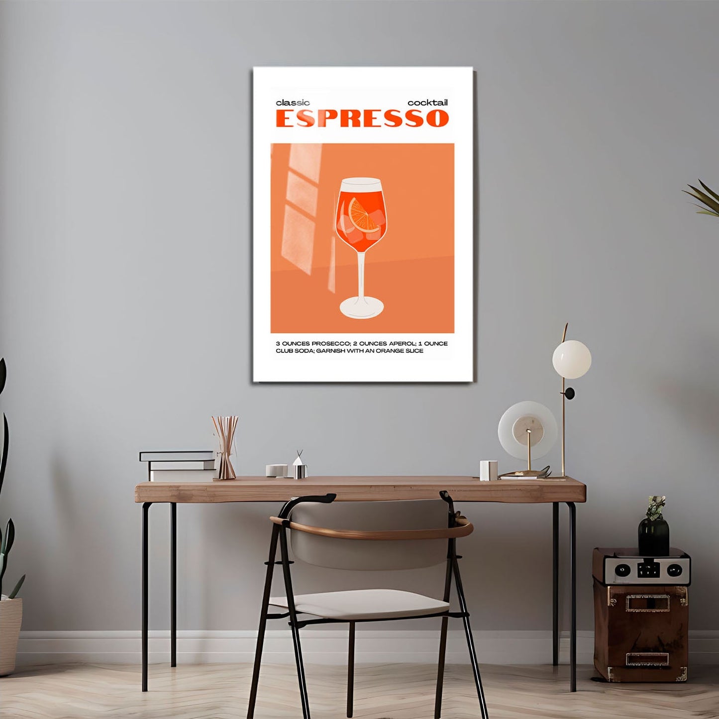 Wes Co Gallery Metal Poster Modern Espresso Cocktail Poster 24" x 36" Home Goods - Coffee White border only Metal Art Print