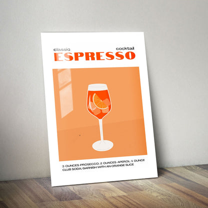 Wes Co Gallery Metal Poster Modern Espresso Cocktail Poster 11" x 14" Home Goods - Coffee White border only Metal Art Print