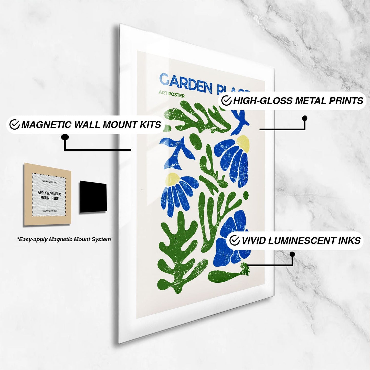 Wes Co Gallery Metal Poster Garden Place Botanical Poster 24" x 36" Home Goods - Coffee White border only Metal Art Print