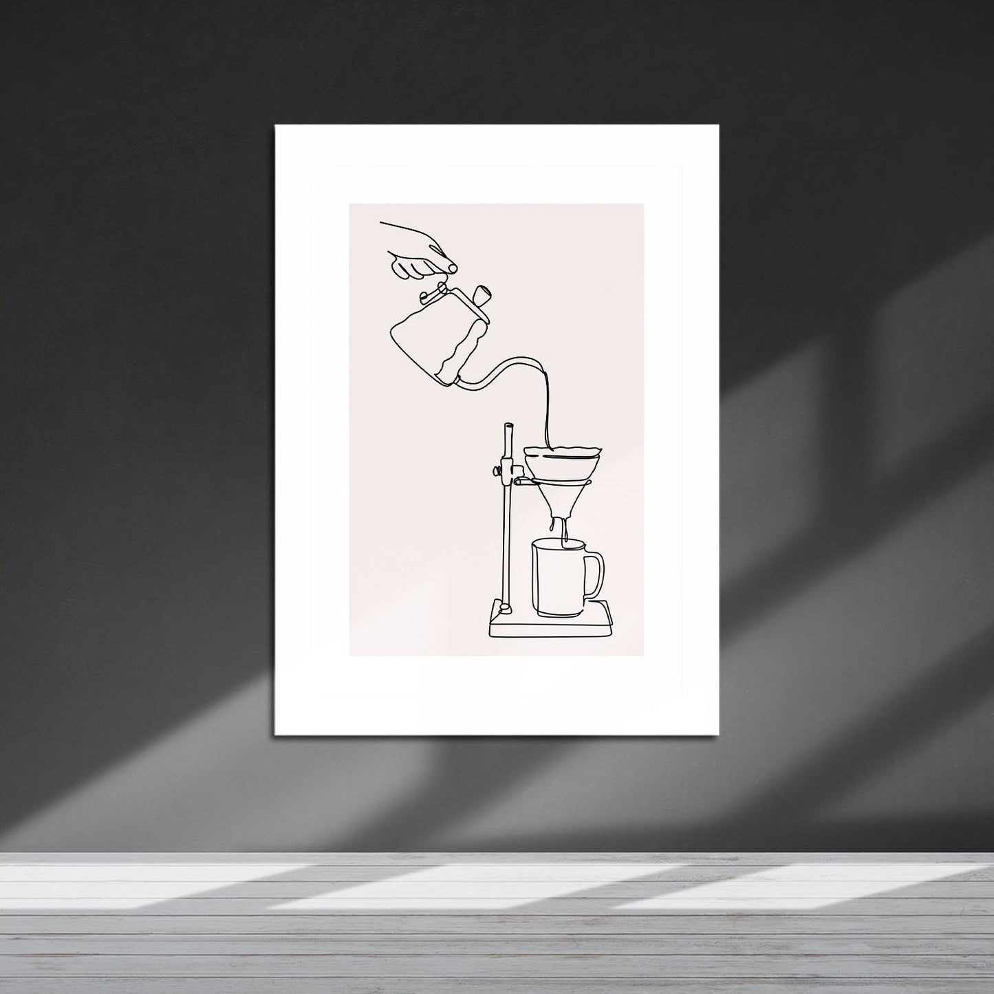 Wes Co Gallery Metal Poster Pour Over Coffee Line Drawing 16" x 24" Home Goods - Coffee White border only Metal Art Print