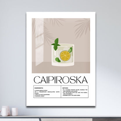 Wes Co Gallery Metal Poster Classic Caipiroska Recipe 11" x 17" Home Goods - Coffee White border only Metal Art Print