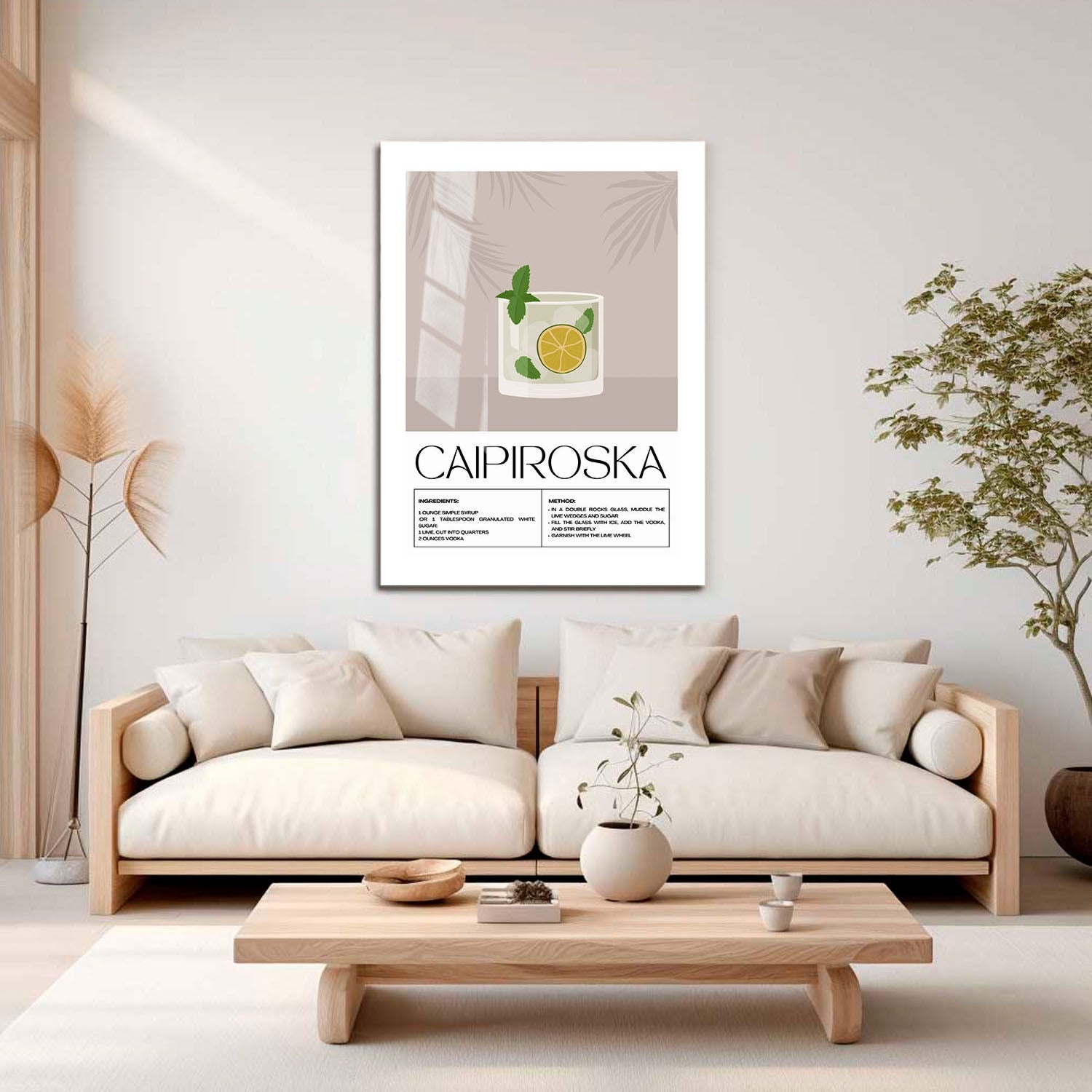 Wes Co Gallery Metal Poster Classic Caipiroska Recipe 16" x 24" Home Goods - Coffee White border only Metal Art Print