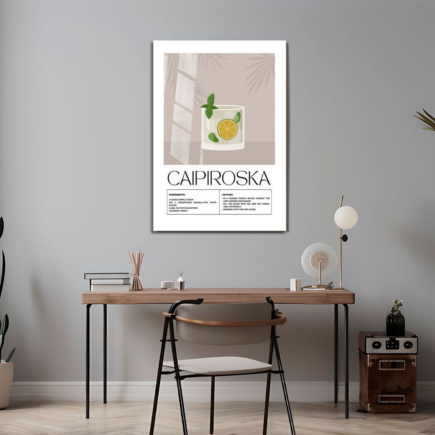 Wes Co Gallery Metal Poster Classic Caipiroska Recipe 24" x 36" Home Goods - Coffee White border only Metal Art Print