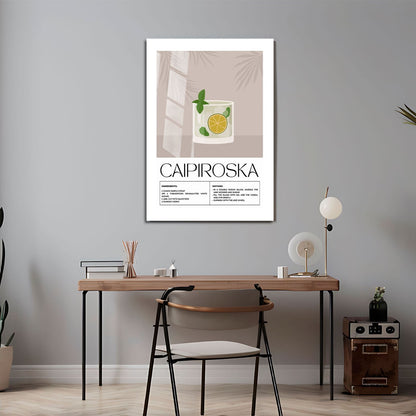 Wes Co Gallery Metal Poster Classic Caipiroska Recipe 24" x 36" Home Goods - Coffee White border only Metal Art Print