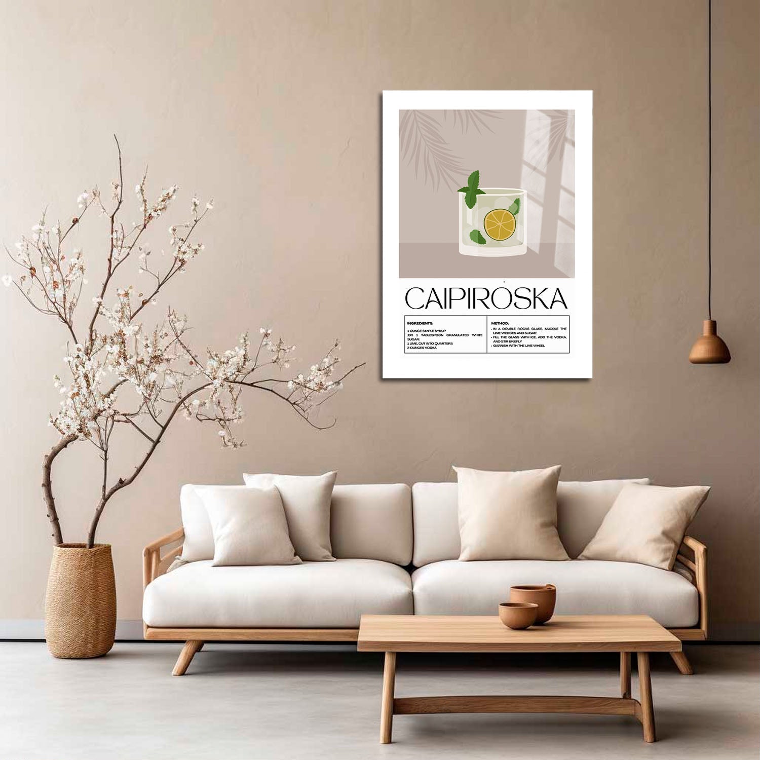 Wes Co Gallery Metal Poster Classic Caipiroska Recipe 5" x 7" Home Goods - Coffee White border only Metal Art Print