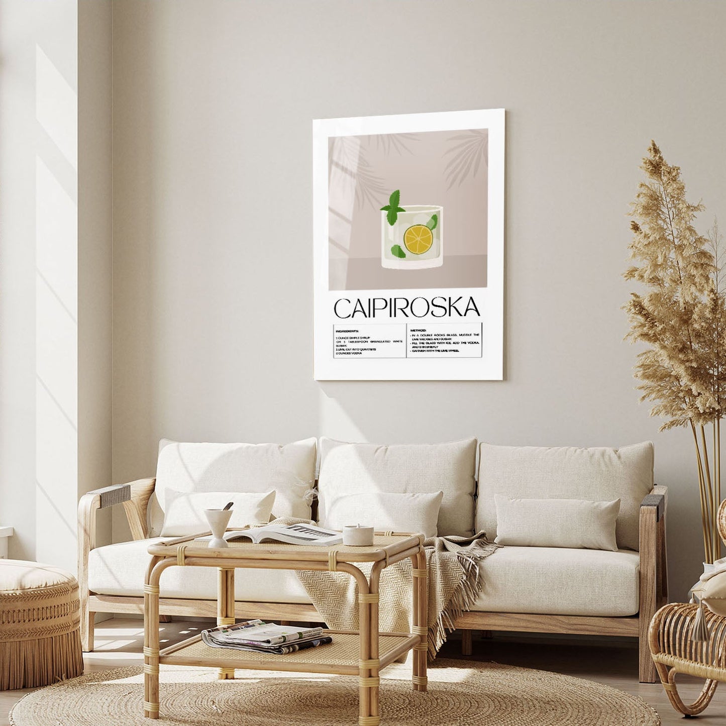 Wes Co Gallery Metal Poster Classic Caipiroska Recipe 5" x 7" Home Goods - Coffee White border only Metal Art Print