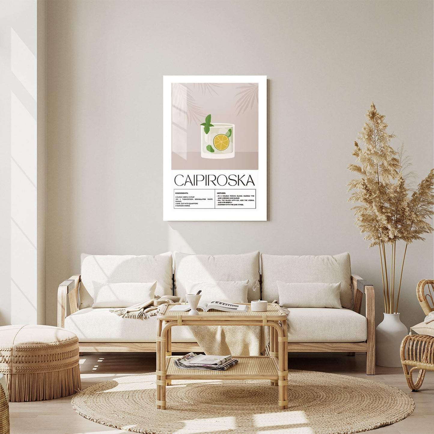 Wes Co Gallery Metal Poster Classic Caipiroska Recipe 11" x 14" Home Goods - Coffee White border only Metal Art Print