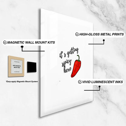 Wes Co Gallery Metal Poster Spicy Pepper Perfection 24" x 36" Home Goods - Coffee White border only Metal Art Print