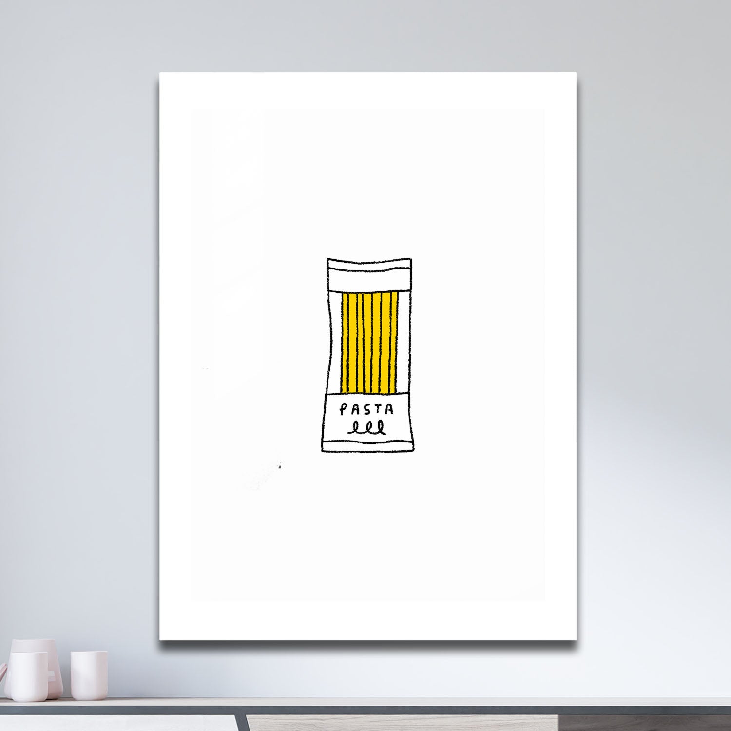 Wes Co Gallery Metal Poster Pasta Minimalism 11" x 17" Home Goods - Coffee White border only Metal Art Print