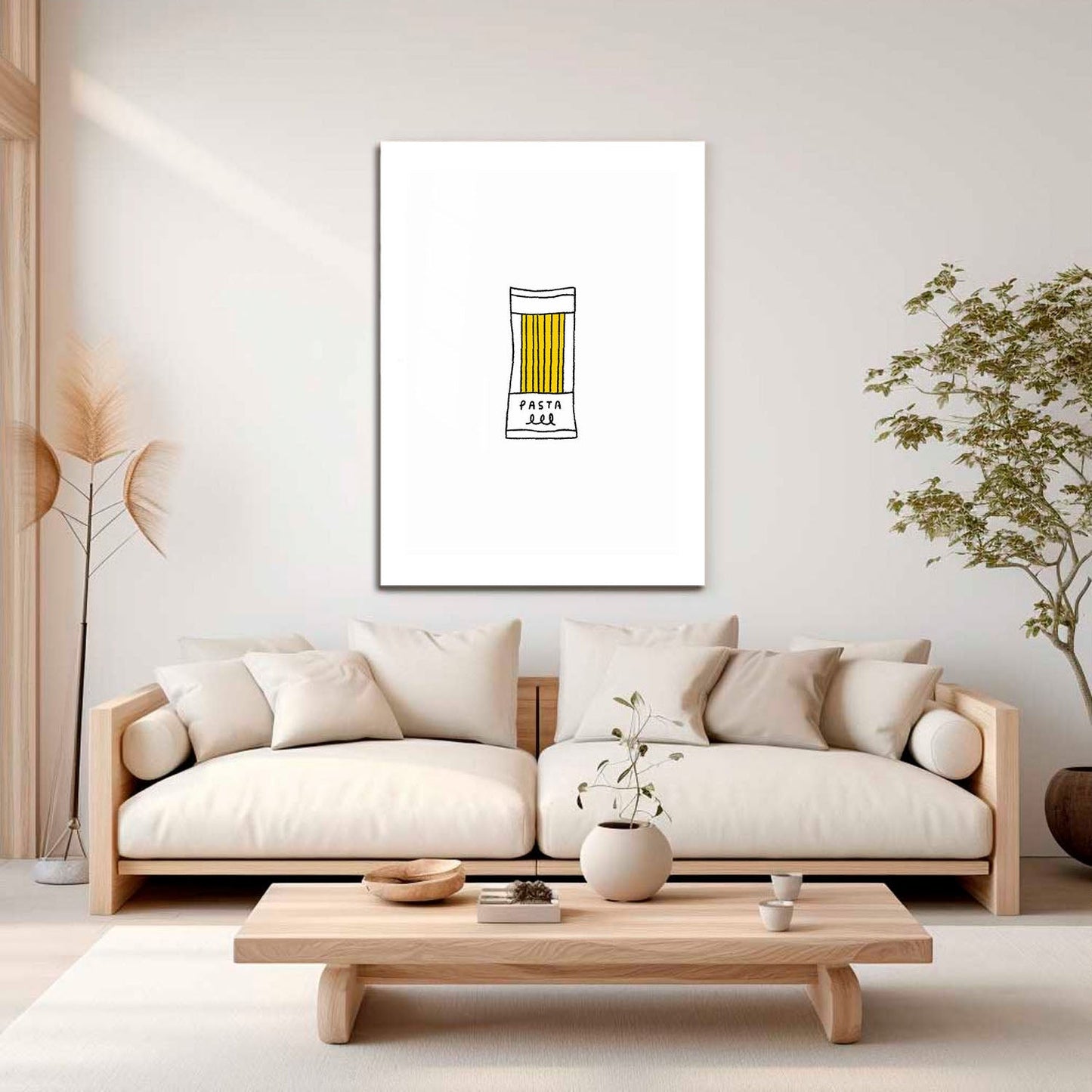 Wes Co Gallery Metal Poster Pasta Minimalism 16" x 24" Home Goods - Coffee White border only Metal Art Print