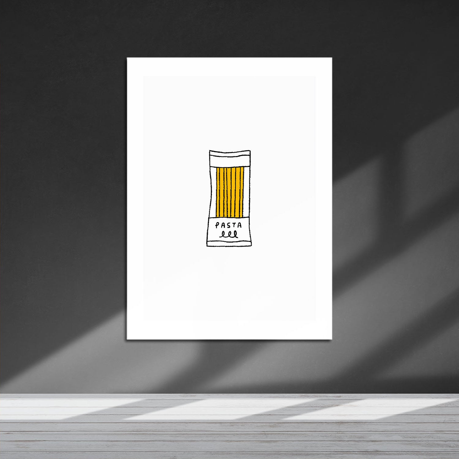 Wes Co Gallery Metal Poster Pasta Minimalism 16" x 24" Home Goods - Coffee White border only Metal Art Print