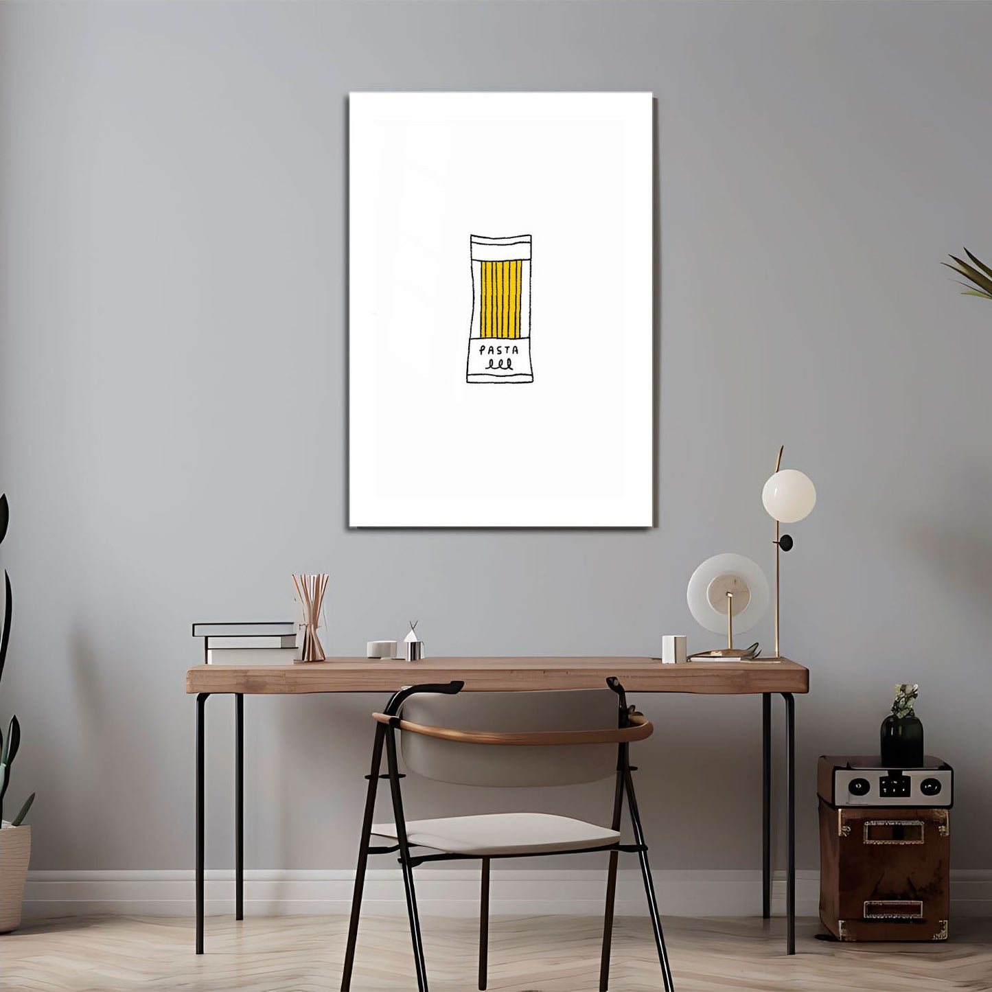 Wes Co Gallery Metal Poster Pasta Minimalism 24" x 36" Home Goods - Coffee White border only Metal Art Print