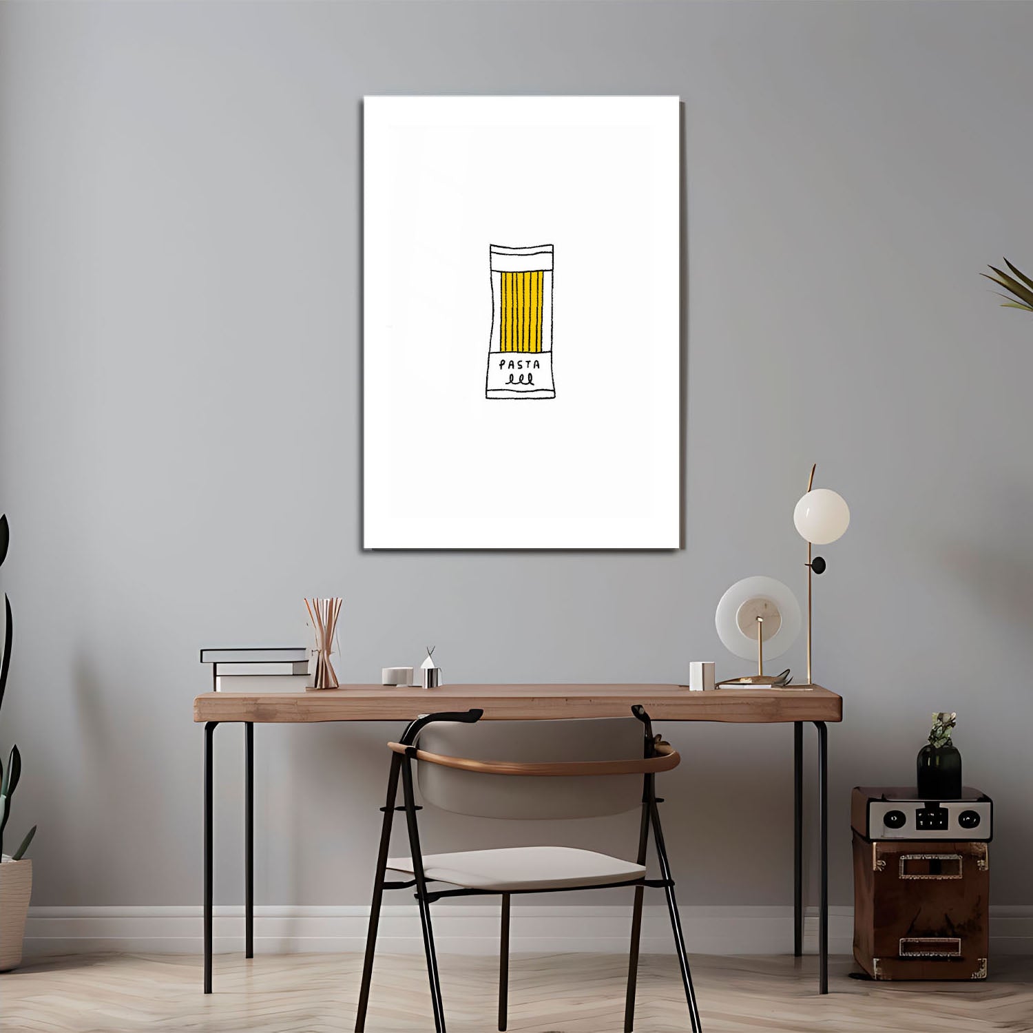 Wes Co Gallery Metal Poster Pasta Minimalism 24" x 36" Home Goods - Coffee White border only Metal Art Print