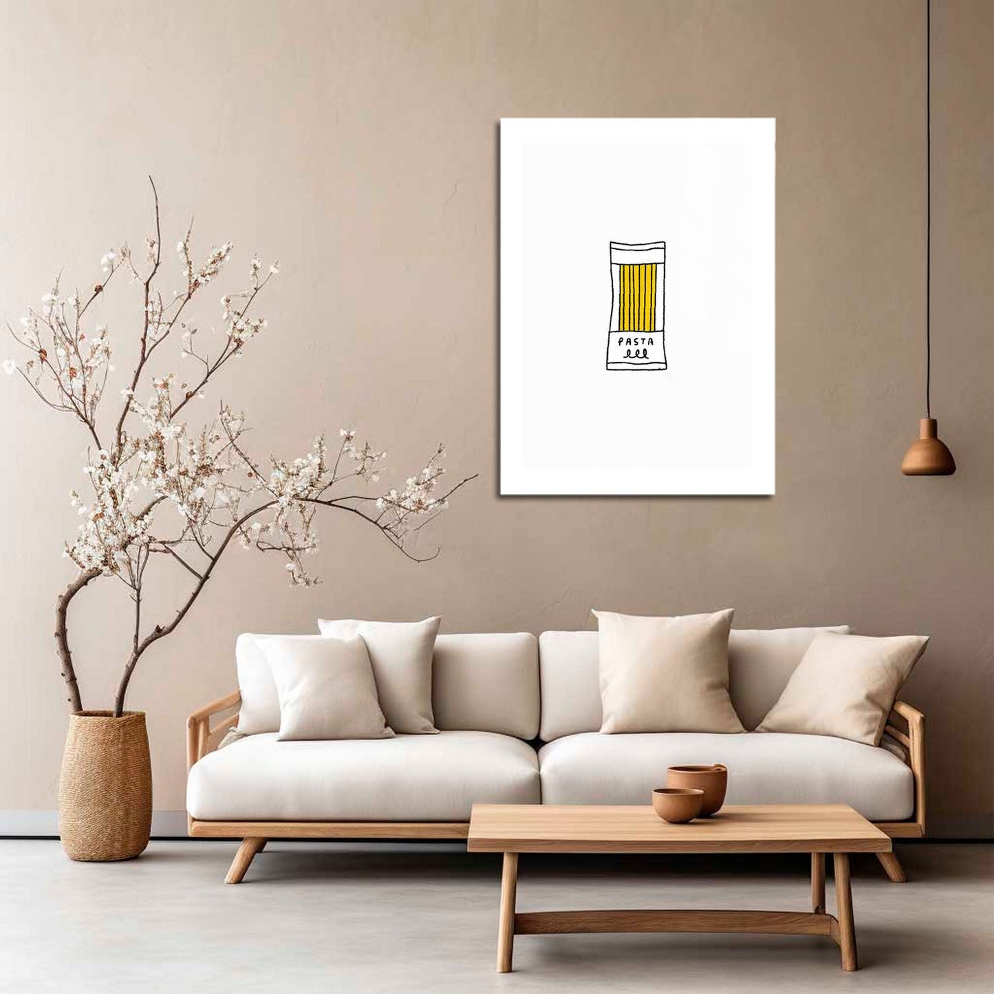 Wes Co Gallery Metal Poster Pasta Minimalism 5" x 7" Home Goods - Coffee White border only Metal Art Print