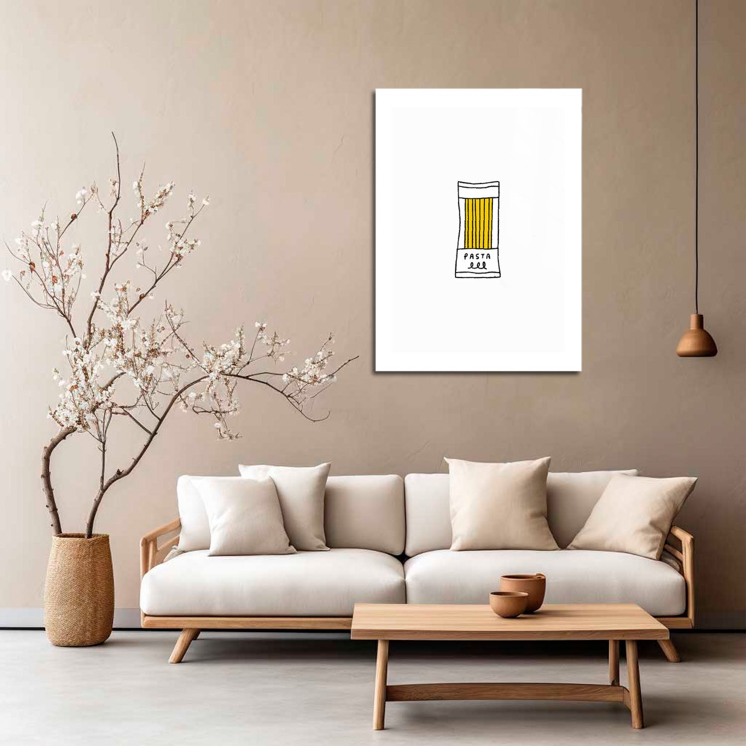 Wes Co Gallery Metal Poster Pasta Minimalism 5" x 7" Home Goods - Coffee White border only Metal Art Print