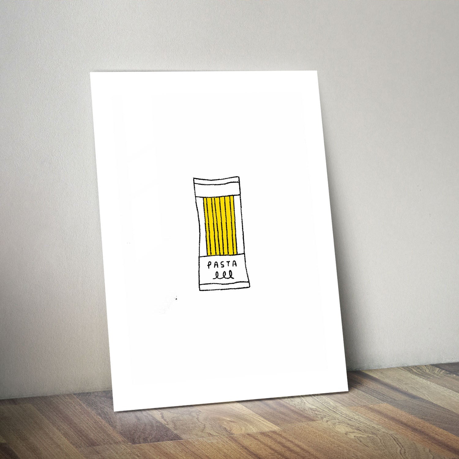 Wes Co Gallery Metal Poster Pasta Minimalism 11" x 14" Home Goods - Coffee White border only Metal Art Print