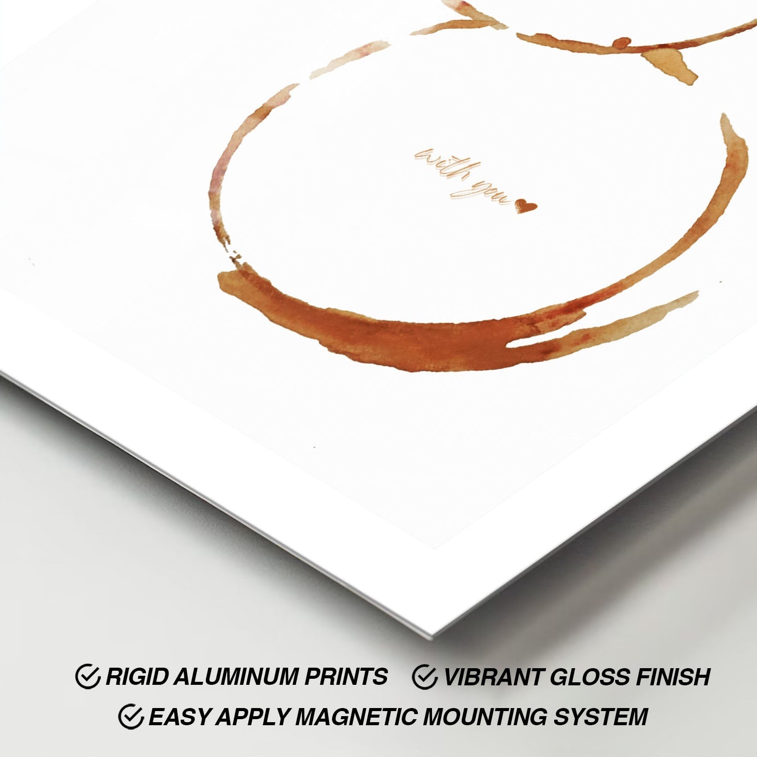 Wes Co Gallery Metal Poster Coffee Stain Love 11" x 17" Home Goods - Coffee White border only Metal Art Print