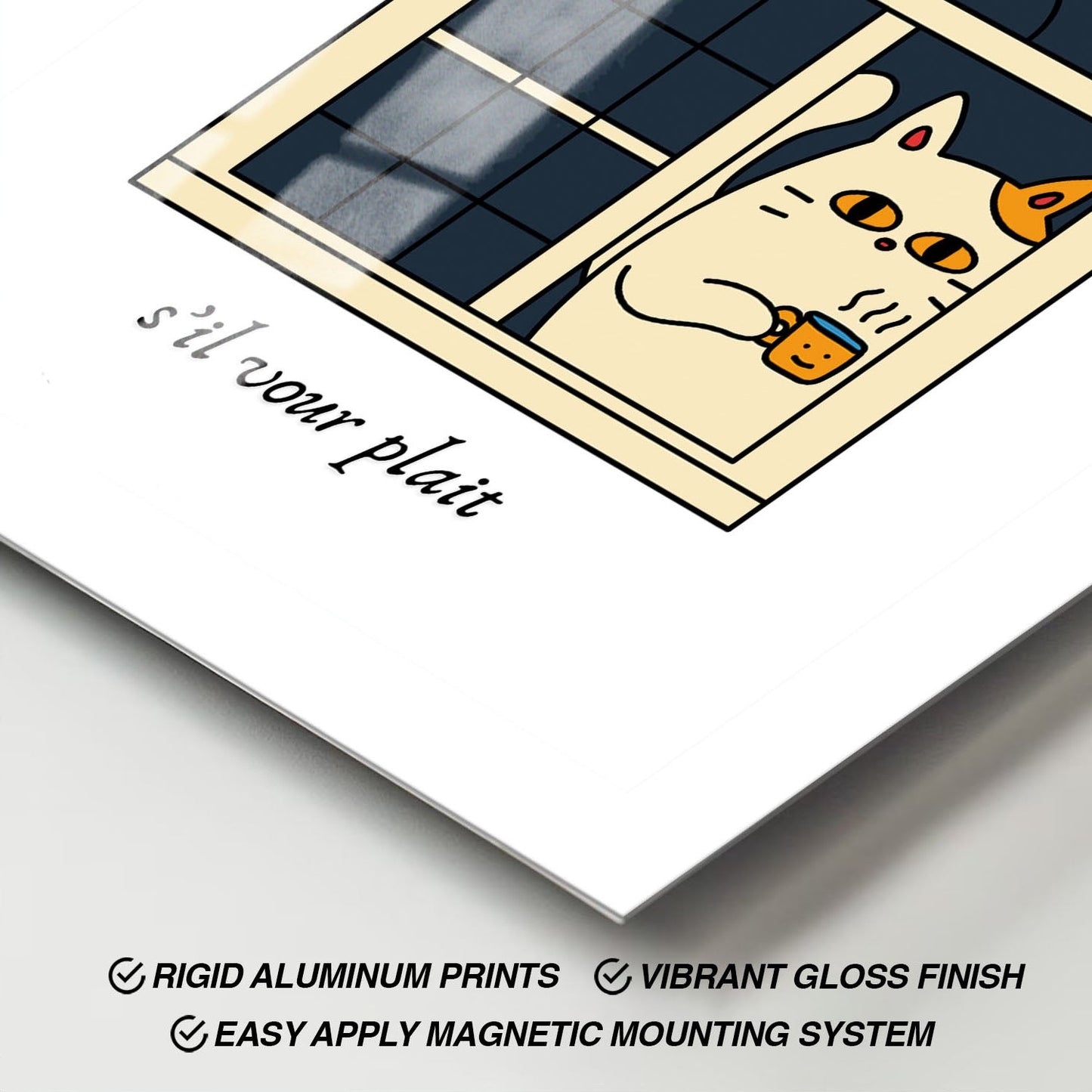 Wes Co Gallery Metal Poster Cat Cafe Charm 11" x 17" Home Goods - Coffee White border only Metal Art Print