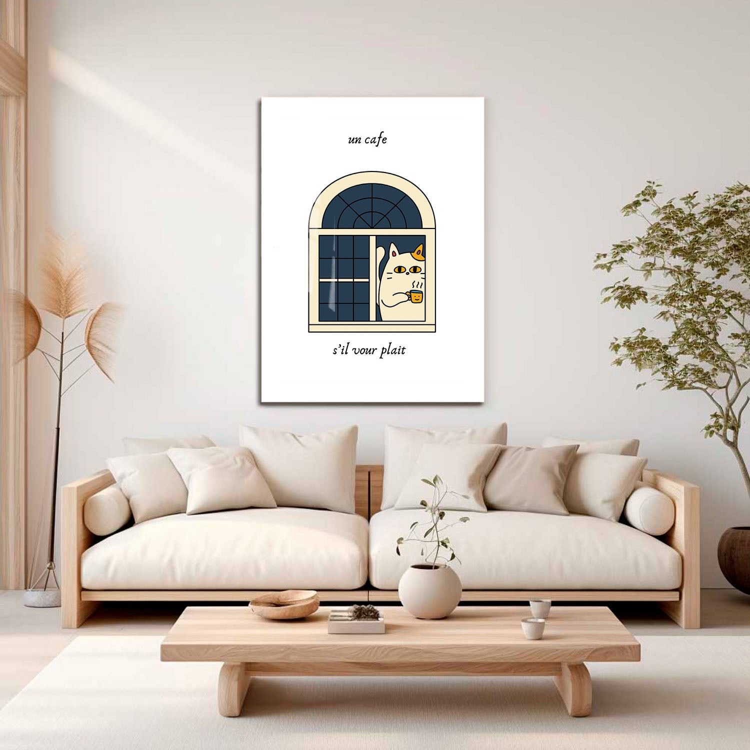 Wes Co Gallery Metal Poster Cat Cafe Charm 16" x 24" Home Goods - Coffee White border only Metal Art Print