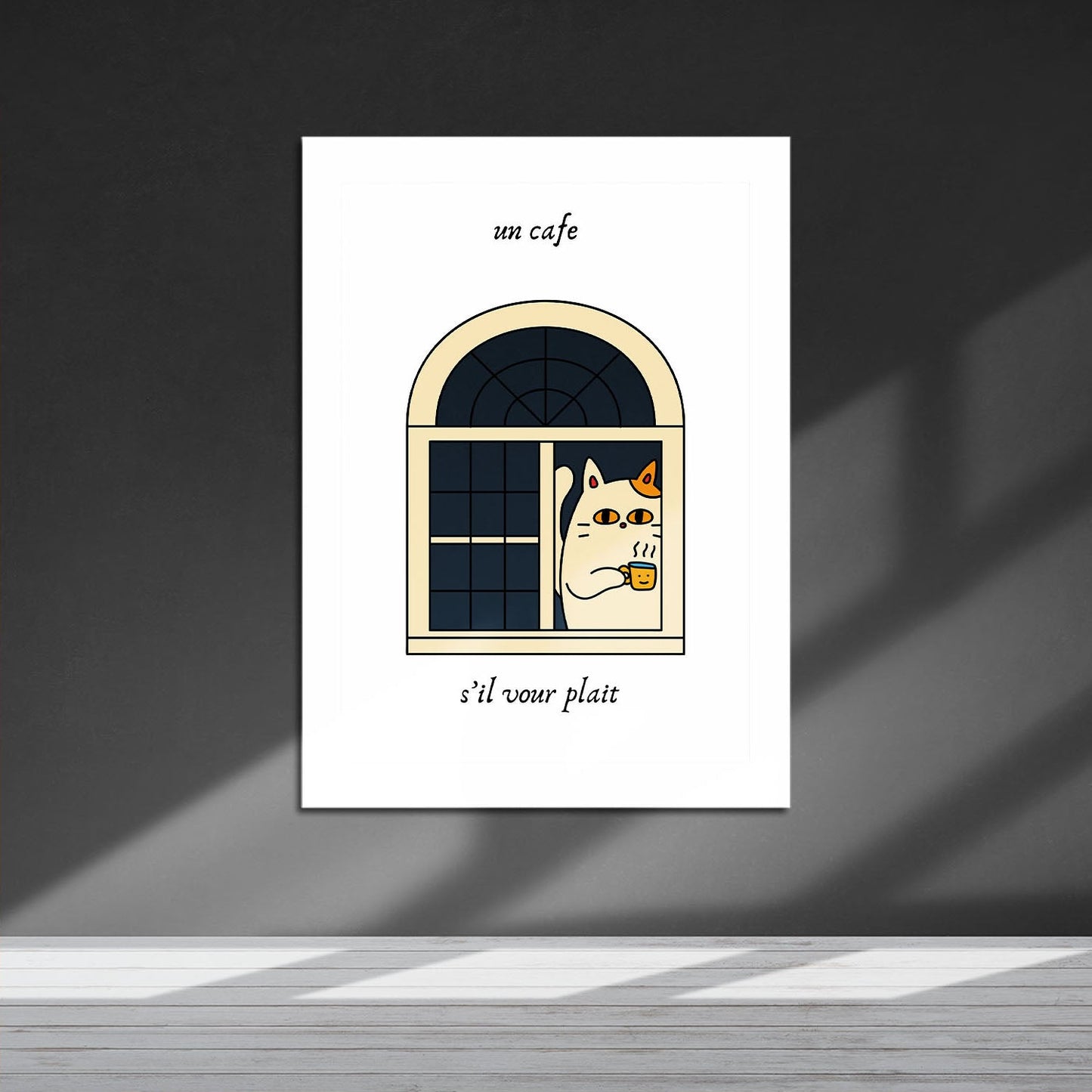 Wes Co Gallery Metal Poster Cat Cafe Charm 16" x 24" Home Goods - Coffee White border only Metal Art Print