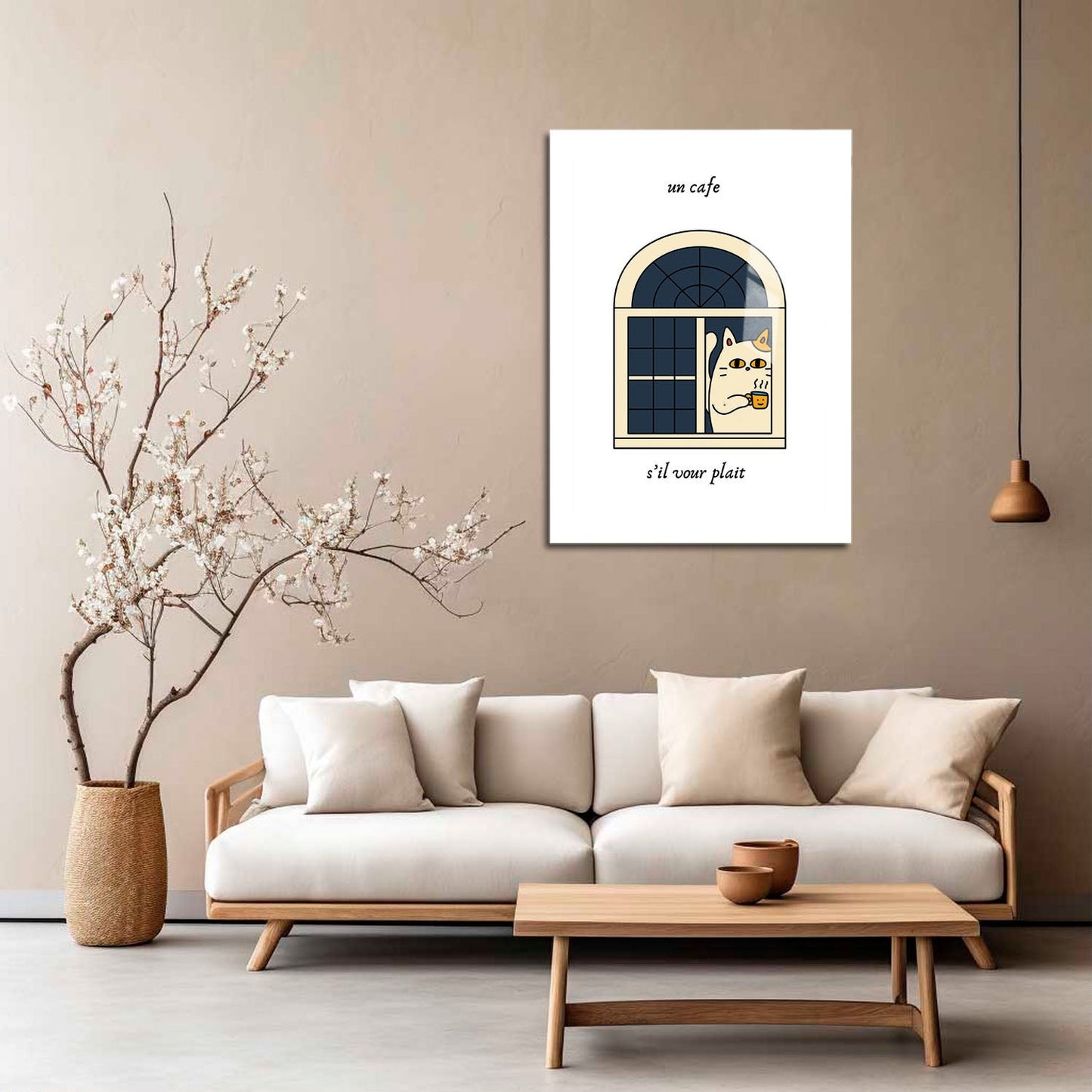 Wes Co Gallery Metal Poster Cat Cafe Charm 5" x 7" Home Goods - Coffee White border only Metal Art Print