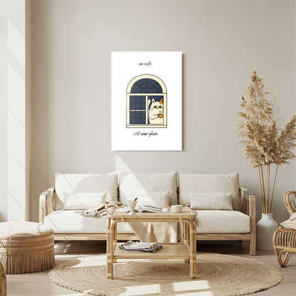 Wes Co Gallery Metal Poster Cat Cafe Charm 11" x 14" Home Goods - Coffee White border only Metal Art Print