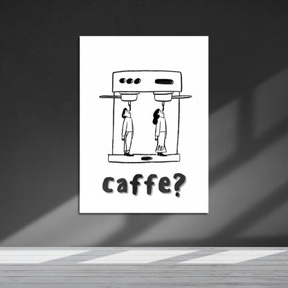 Wes Co Gallery Metal Poster Caffe Curious 16" x 24" Home Goods - Coffee White border only Metal Art Print