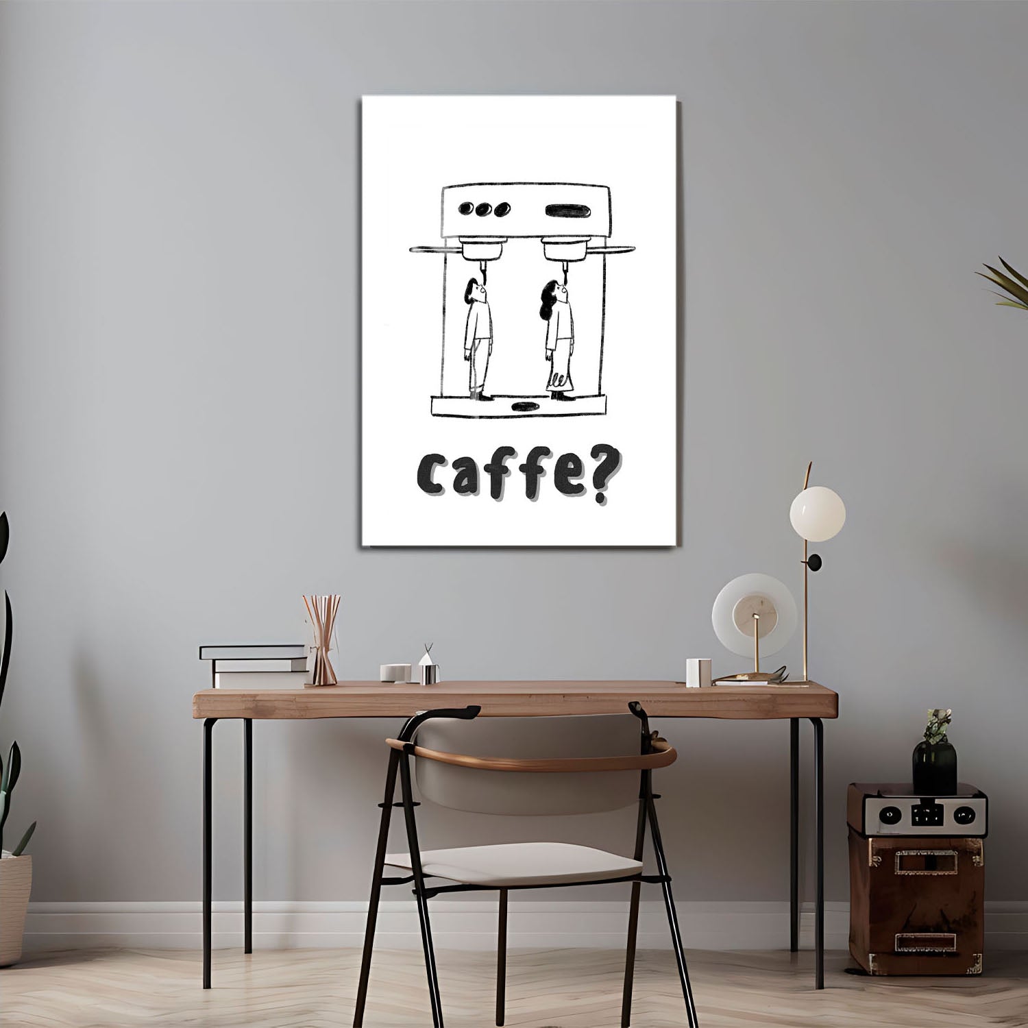 Wes Co Gallery Metal Poster Caffe Curious 24" x 36" Home Goods - Coffee White border only Metal Art Print