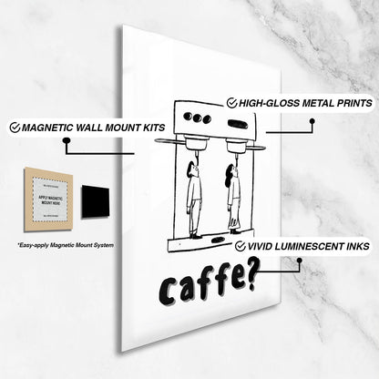 Wes Co Gallery Metal Poster Caffe Curious 24" x 36" Home Goods - Coffee White border only Metal Art Print