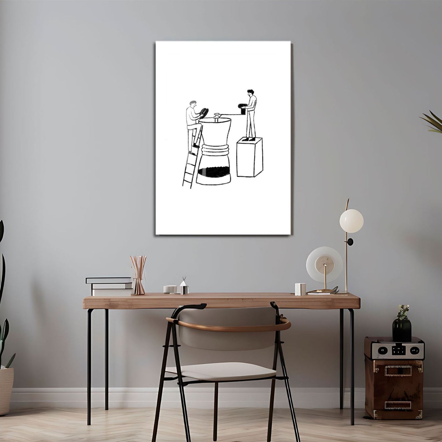 Wes Co Gallery Metal Poster The Grind 24" x 36" Home Goods - Coffee White border only Metal Art Print