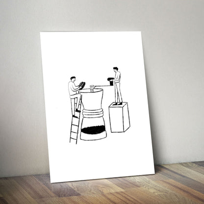 Wes Co Gallery Metal Poster The Grind 11" x 14" Home Goods - Coffee White border only Metal Art Print