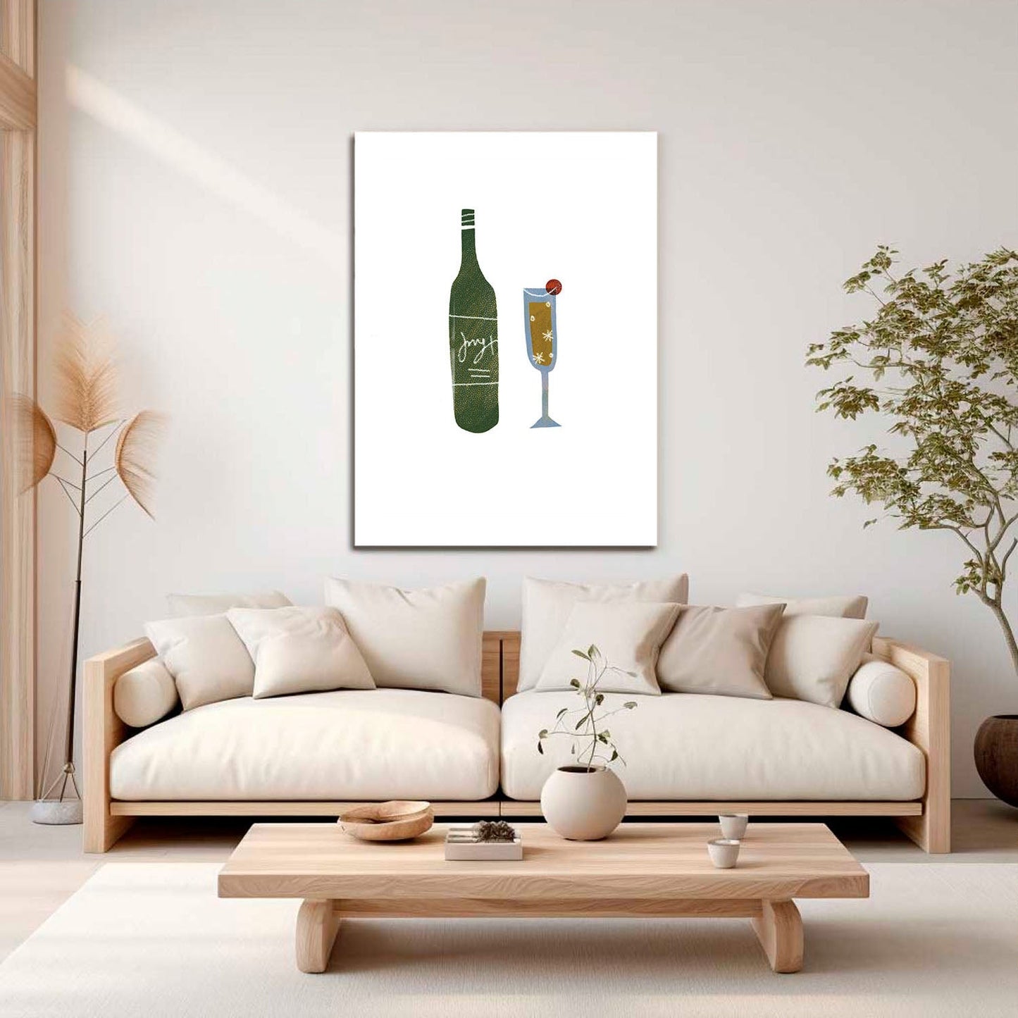 Wes Co Gallery Metal Poster Bottle & Glass 16" x 24" Home Goods - Coffee White border only Metal Art Print