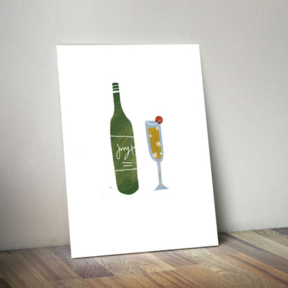 Wes Co Gallery Metal Poster Bottle & Glass 11" x 14" Home Goods - Coffee White border only Metal Art Print