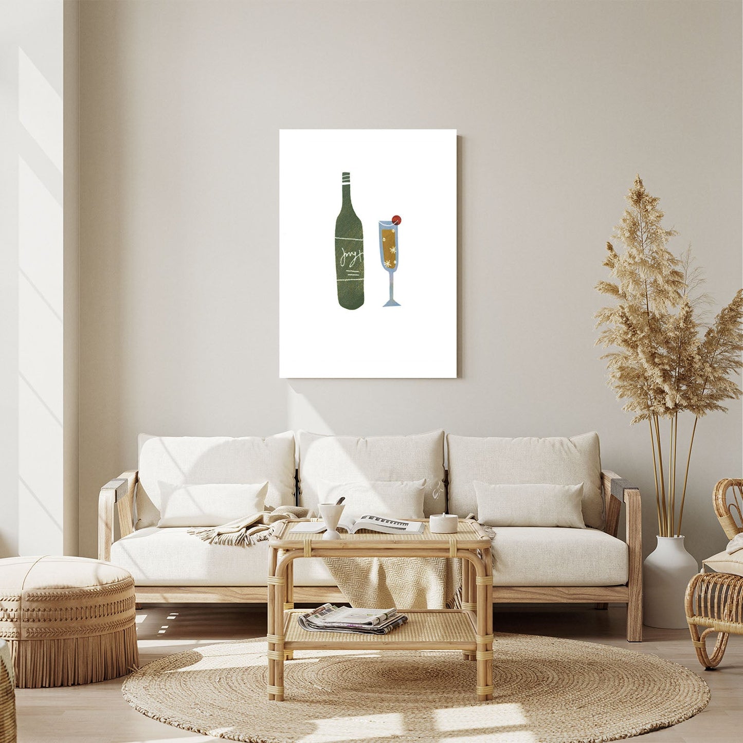 Wes Co Gallery Metal Poster Bottle & Glass 11" x 14" Home Goods - Coffee White border only Metal Art Print